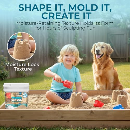 Image of Trade Grade Play Sand for Sandbox Sand for Kids - Bulk Bucket Natural Play Sand for Kids, Sensory Play, Tables, & Outdoor Fun, Perfect for Wet Castle Building & Creativity (10 Pounds)