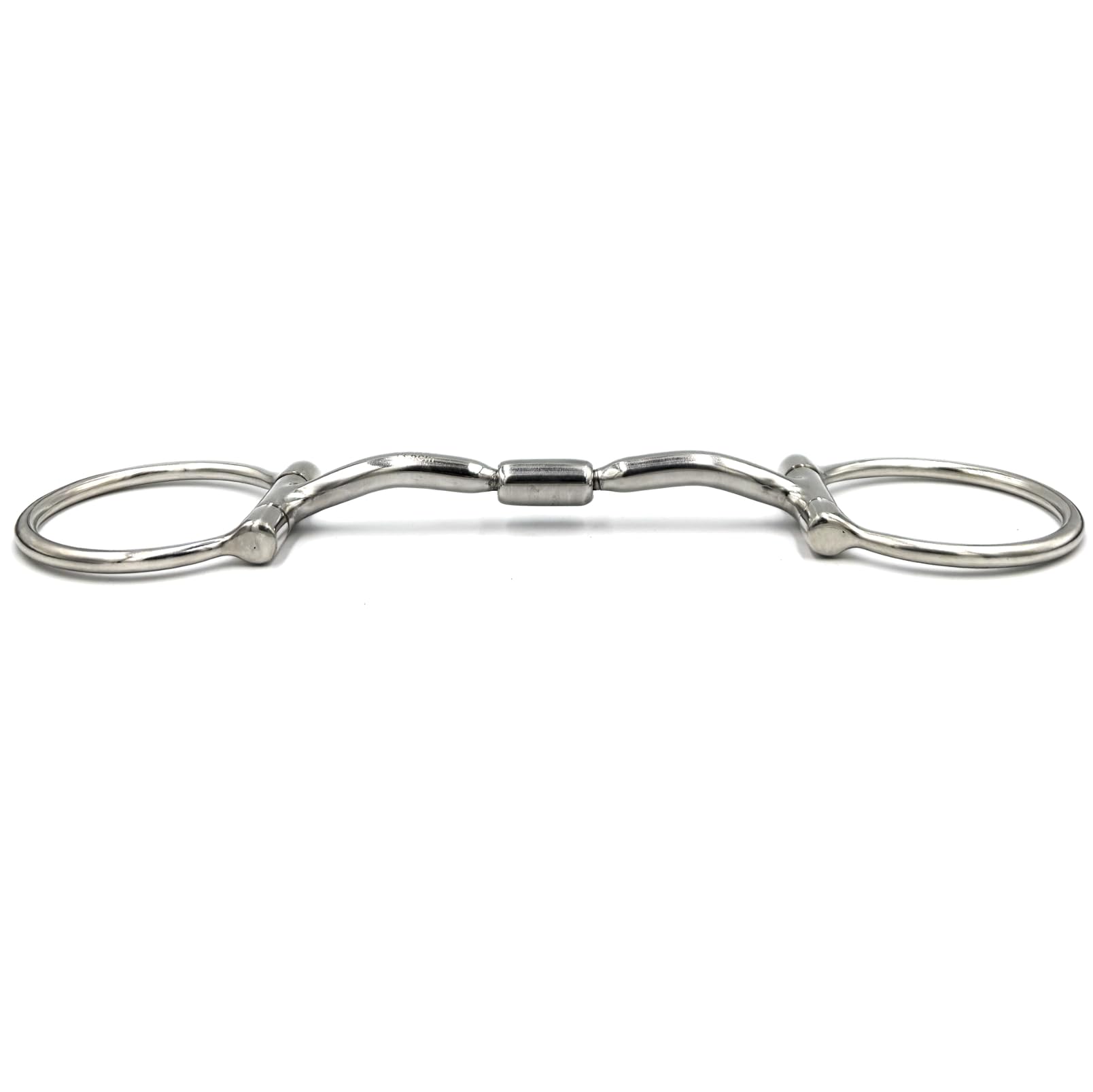 ES0261 JW Gebiss Westerngebiss D-Ring D-Trense Doppelt Gebrochen mit Roller aus Edelstahl Gebissstärke 10 mm (13.5 cm)