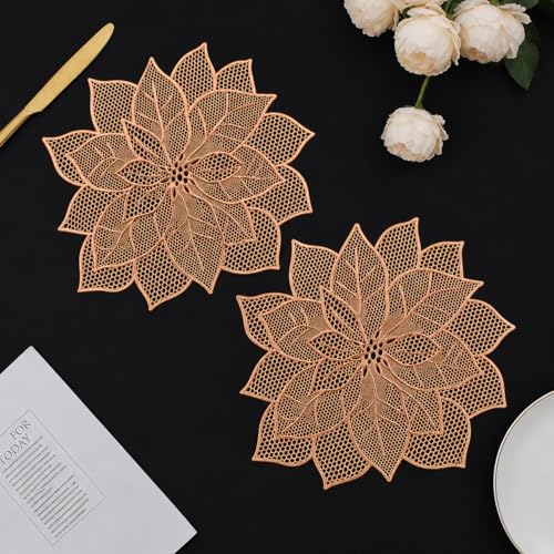 Image of Dakshya Industries Pack of 2 PVC Waterproof Table Placemats - Heat Resistant, Non-Slip Dining Table Mats (Copper)