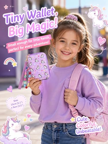 Image of AACKS Little Girls Coin Purse Kids Small Wallet for Teens Women Mini Coin Pouches with Strap Cute Cartoon Card Holder Cat Kitty Panda Unicorn