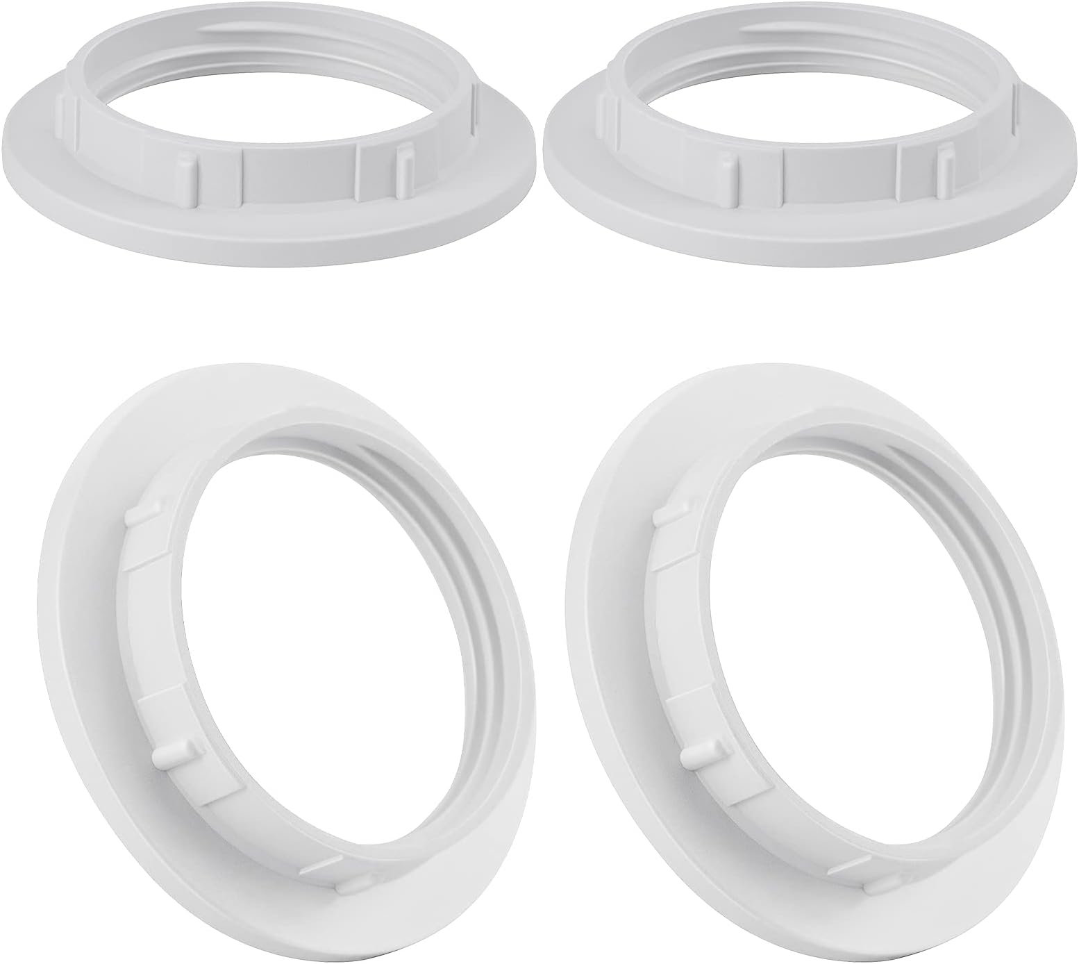 DiCUNO E26 Lamp Shade Rings, White Light Socket Ring, Lock Socket Replacement for Standard Base Lamp Holder, Inside Threaded Diameter 1-1/2 Inch (39mm), 4-Pack
