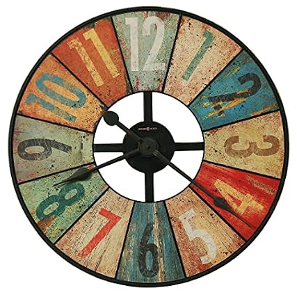 Howard Miller Grange Hall Wall Clock Oversized Rustic Analog Wall Clock, Aged Background with Multi