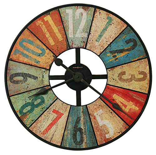 Howard Miller Grange Hall Wall Clock - Oversized Rustic Analog Wall Clock, Aged Background with Multi-Colored, Battery Operated Quartz Movement - Ideal Kitchen, Living Room, Office, and Home Décor