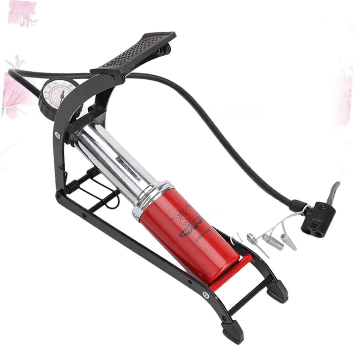 Happyyami Portable High-Pressure Foot Pump Pressure Gauge for Cars Motorcycles and - Pedal for Effortless Inflation Mini Floor Pump for Home Use