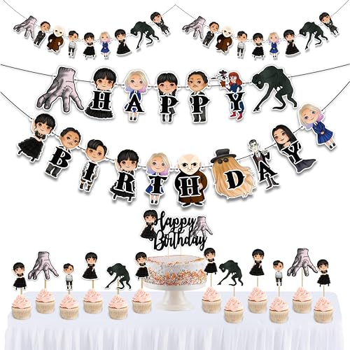 Wednsday Theme Birthday Party Supplies - Stylish Celebration Décor - Vibrant Event Accessories - Durable & Reusable - Perfect for Festive Gatherings & More