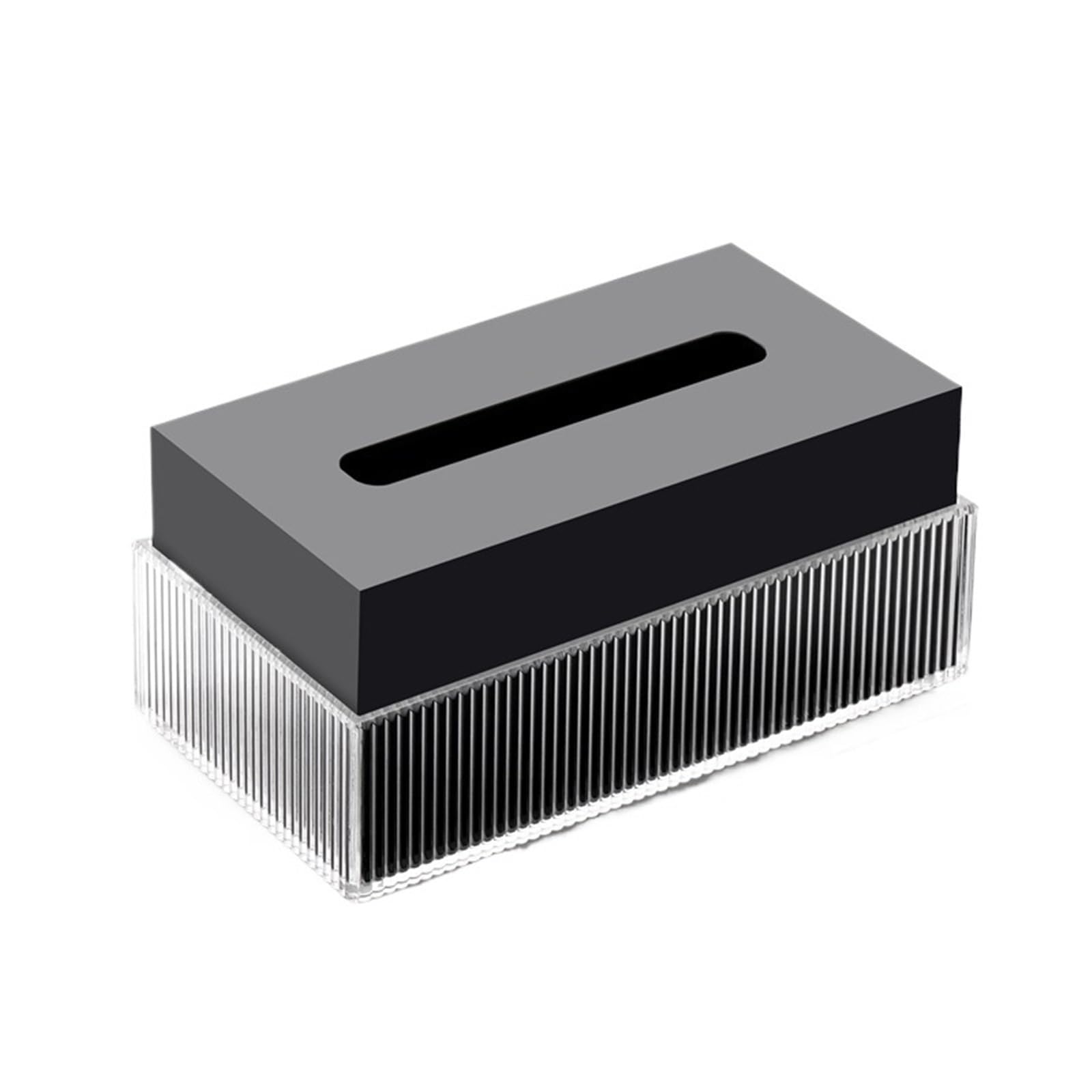 Tissue Case Acrylic Modern Hotel Restaurant Tissue Box Home Coffee Table Desktop Napkin Facial Dispenser Tissue Dispenser(Black,Large)