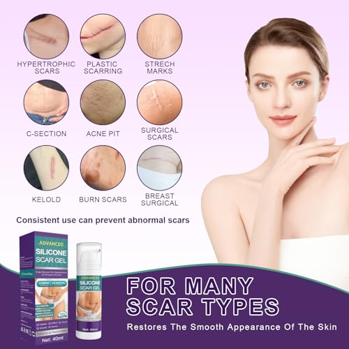 Image of Silicone Scar Cream, Advanced Scar Gel for Old & New Scars, Surgical Scars,Face,Body,Leg, Burns, Acne,C-Section, Fades Stretch Marks Away, Keloids, Scar Removal for Women Men,1.76oz
