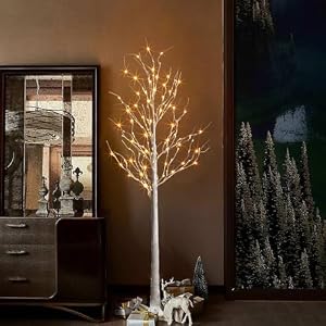 Birch Tree Lights Set of 3 4FT 6FT 8FT 440 Warm White LED Lights with Timer Function Christmas Outdoor Decor for Garden Patio Yard Indoor Christmas Decorations for Home Bedroom Party