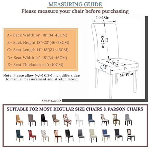 Image of SPRINGRICO Chair Covers for Dining Room Set of 4, Stretch Dining Chair Cover, Washable Spandex Kitchen Parsons Chair Slipcovers, Removable Seat Protector for Home or Party ( 4 Pack, Solstice)