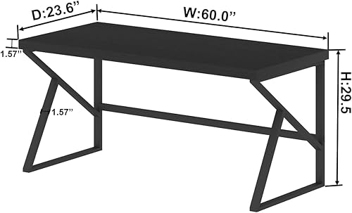 Miniatura 2 de HSH Escritorio blanco, moderno escritorio para computadora portátil para oficina en casa, escritorio grande industrial de madera de metal para