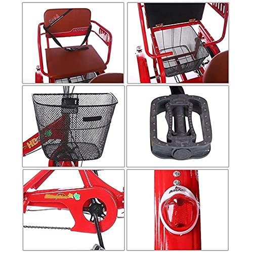 Adult Dreirad Tricycle Folding Tricycles Single Speed Hybrid 16 Zoll Adults Trikes 1 Geschwindigkeit mit Einkaufen Korb für Senioren Frauen Männer für Erholung Einkaufen Picknicks Übung Rot – Bild 5
