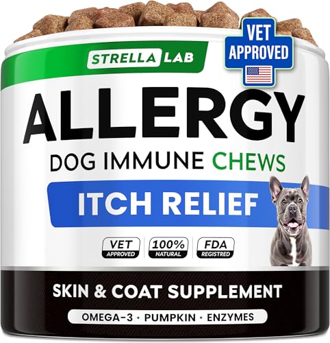 STRELLALAB Dog Allergy Relief & Anti Itch Support Chews w/Omega 3: Real Ingredients, Real Taste!...
