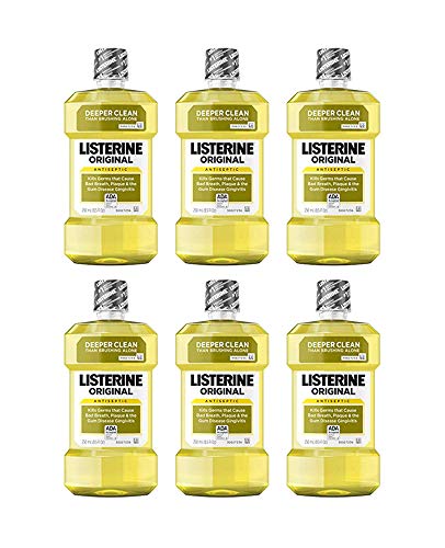 Listerine Mouthwash Original for Bad Breath, Plaque & Gingivitis 250ml 8.5oz (6-Bottles)
