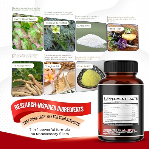 8IN1 Ultra Test Support with Tribulus Terrestris, Tongkat Ali, Maca Root, Beet Root, L-Arginine, Vitamin D3 - Strength, Stamina & Muscle Growth Support (90 Count (Pack of 1)) - Thumbnail 4