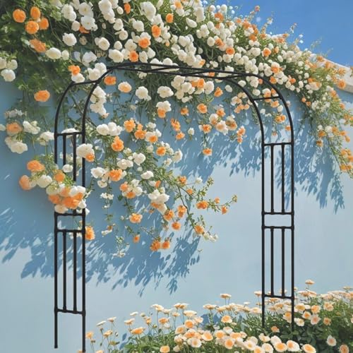 Arche de jardin pour plantes grimpantes, support de treillis de rose en métal, tonnelle de mariage, colonne de plantes robuste, largeur réglable, 120 300 cm, décoration extérieure élégante pour