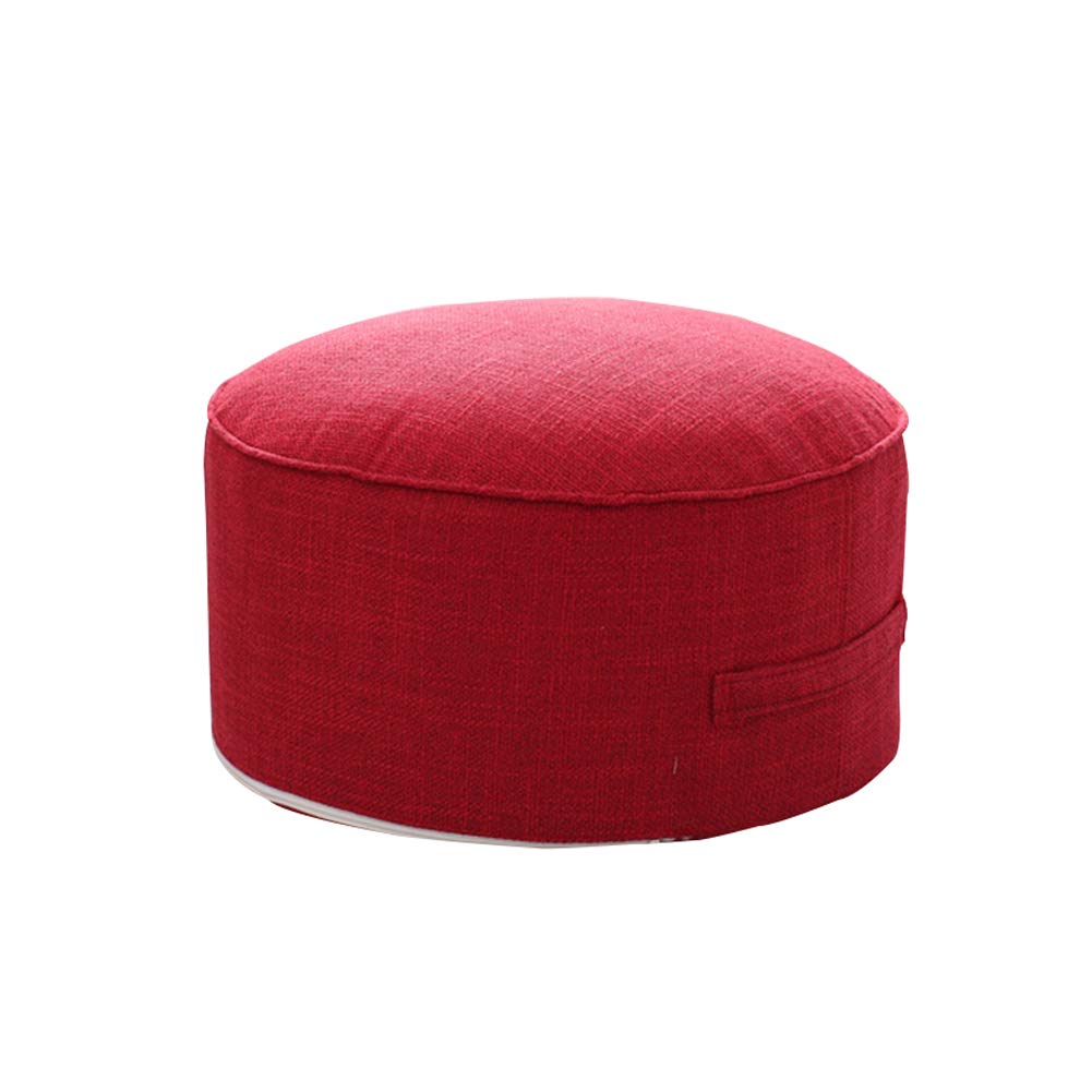 Round Pouf Foot Stools Comfortable Ottoman Floor Seat Cushion Movable Foot Rest Washable Case for Living Room, (Red)