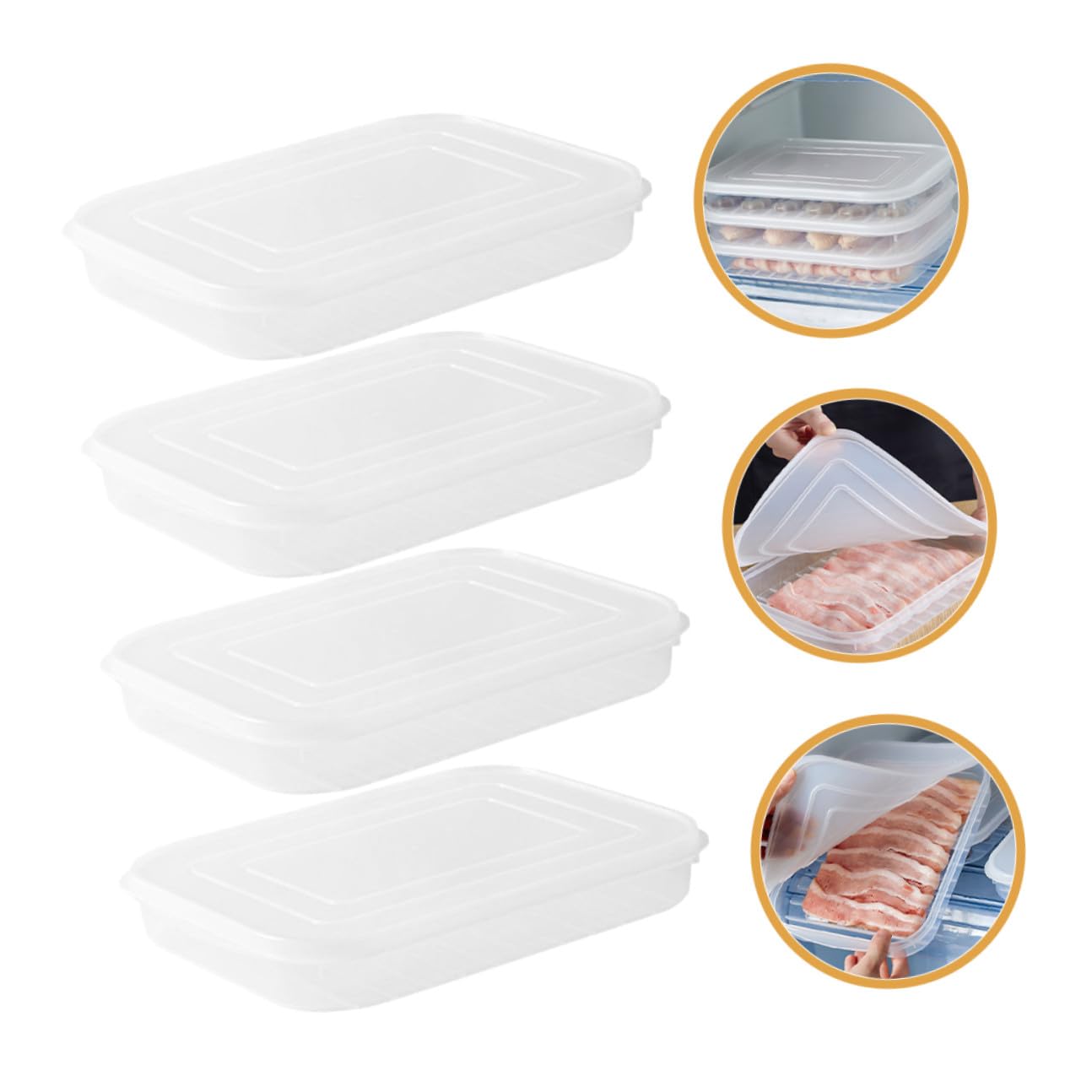 4 Stück Teiliges Luftdichte Frischhaltedosen mit Weichem Deckel Bpa frei Flache Gefrier Kühlschrank aufbewahrungsboxen für Fisch Fleisch Vielseitig Stapelbar und Auslaufsicher