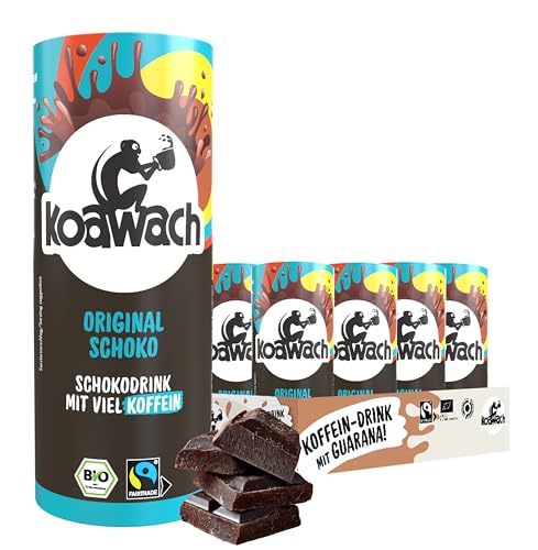koawach Drink Original Schoko Trinkschokolade – Koffein Kakao Getränk Dose Guarana Schokolade weniger Zucker Schoko Energy Drink Bio Fairtrade (12 x 235 ml)
