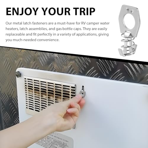 Image of 2 PCS RV Water Heater Latch Twist Cam Lock, Stainless Steel Door Cover Latch Assembly with Thumb Ring & Spring, Universal Camper Water Heater Fastener Replacement Part