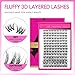 VEYESBEAUTY Lash Clusters Fluffy Individual Lash Extensions VBmuse 3D Layered Volume Eyelashes Thin & Invisible Band Wispy Faux Mink Lash Silk Bloom 3D Series Mixed Length 10-18mm