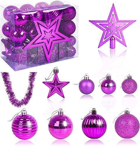 VEYLIN Weihnachtsbaumschmuck 40er Set Lila Weihnachtskugeln Hängende...