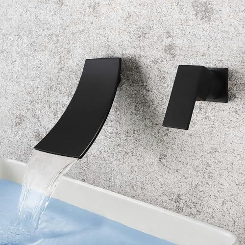 Robinet de Salle de Bain Mural avec Bec Cascade Encastrable Double Commande - 3