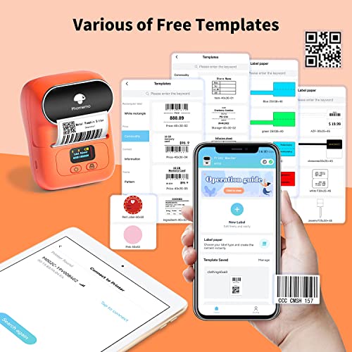 Image of Phomemo M110 Label Maker, Portable Label Sticker Barcode Printer for Ingredient, Clothing, Address for Mailing,PhotoLogo, Jewelry, Retail, Office, Home, Print Black on White, for iOS & Android