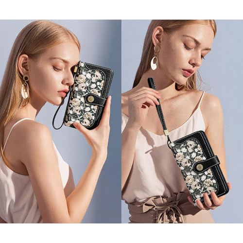 Image of FALAN MULE Wallets for Women Trifold Wristlet Wallets Large Capacity RFID Blocking Ladies Purse Credit Card Holder