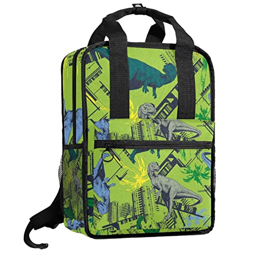 Sac à dos garçons dinosaure vert ajustable pour enfant taille unique scolaire