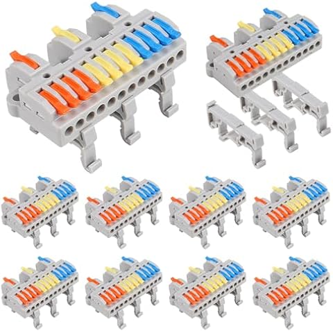 AITRIP 10pcs DIN Rail Terminal Blocks for Electrical Wires Cover