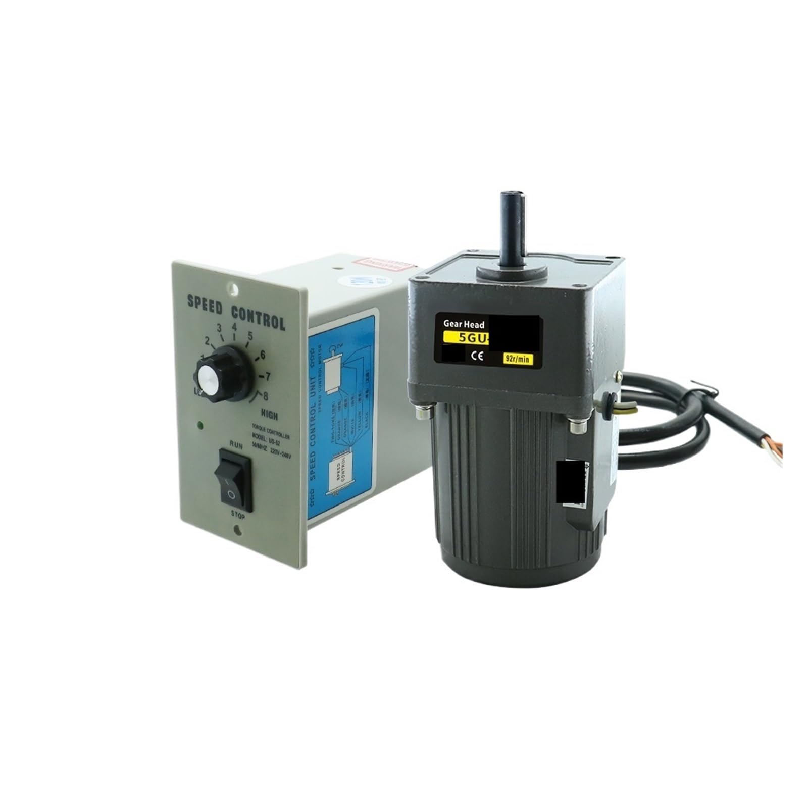 MUYTQAERG Motor 5IK40B8-C 40W AC 110v Single Phase Asynchronous Gear 12mm Shaft+ Speed Controller 5RPM-1350RPM 50/60hz DC(90-1350 RPM)
