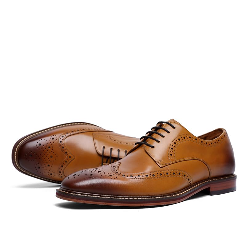 Image of DESAI Men's Classic Brogue Oxfords, Lace-Up Formal Dress Shoes for Business