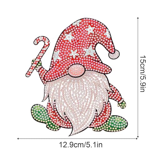 Image of AiYuanzsh DIY 5D Christmas Diamond Art Hanging Sign, Gnome Rhinestone Pendant Kit for Holiday Wall Door Window Decor, Diamond Painting Ornament for Seasonal Home Decoration