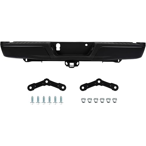 KYX Rear Bumper Compatible for 2015-2020 Ford F-150, Black Rear Step Bumper Assembly Without Sensor Hole and Dual Exhaust Cut-Outs, Replacement for FO1103188