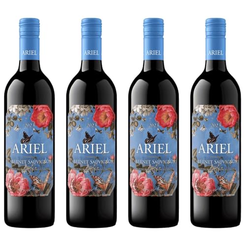 Ariel Vineyards Cabernet Sauvignon Alcohol-Removed Wine with BeClink Tasting Cards & Guide | Non-Alcoholic California Red Wine Alternative | 4 Pack