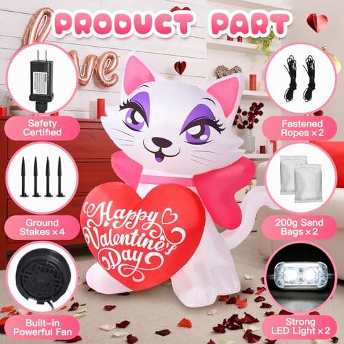 Aufblasbare Valentinstagskatze mit LED-Lichtern – Süße Garten-Dekoration für romantische Momente und unvergessliche Nächte! – Bild 7
