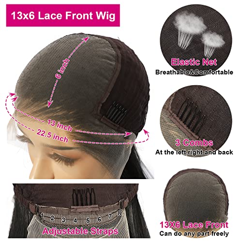 Sapphirewigs Black Straight Lace Front Wigs 13x6 Long Straight Wig for Women Lace Front Synthetic Hair 150% Density Party Daily Wear Heat Resistant 26inch - Image 4