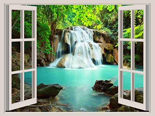 HD PRINT House Self Adhesive Water Fall Wallpaper Wall Sticker for Home Decor, Living Room, Bedroom, Hall, Kids Room, Play Room (PVC Vinyl, Water Proof69 (24 X 18 INCH)