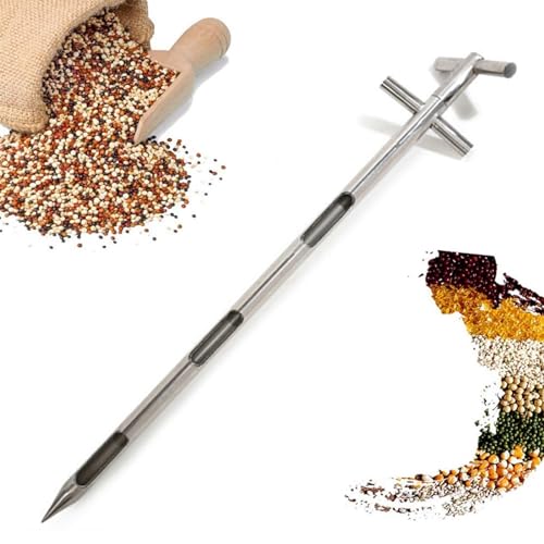 Stainless Steel Grain Probe Sampler - Double Layer Rotary Tube with 3 Slots, 1.5m Length, Ideal for Measuring Grain Size of Rice and Corn, Durable Powder Sampling Tool