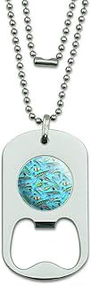 GRAPHICS & MORE Fishing Flies Lures Fish Pattern Military Dog Tag Bottle Opener Pendant