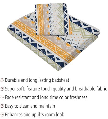 Image of IVAZA 240 TC Soft Ezyption Cotton Floral Print King Size Bedsheet - with 2 Pillow Covers, Hypoallergenic, Brethable, (Size-Size- 90 x 90 Inch | Zig Zag White