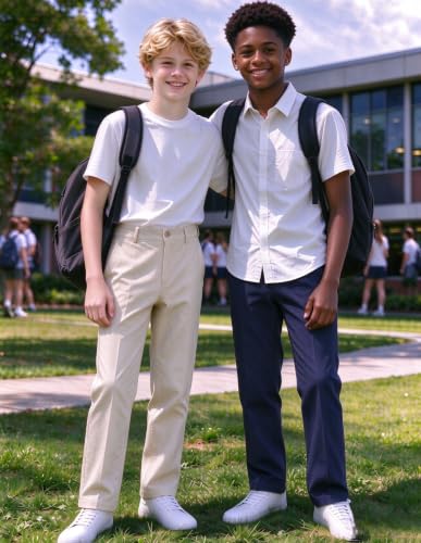 Image of Boys' Linen Pants Flat Front Dress Pants Kids School Uniform