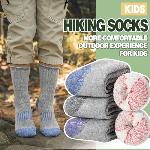 Sandsuced Kids Merino Wool Hiking Socks Girls Boys Toddler Winter Thermal Warm Cozy Boot Thick Cushion Socks 4 Pairs2