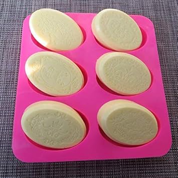 Easy Release Flexible Silicone 6 Mould Oval Shape Tray for Soaps, Chocolates, Jelly, Desserts Chocolate Mould Maker for Kitchen, Bar, Party (Cake Mould 6 sec)
