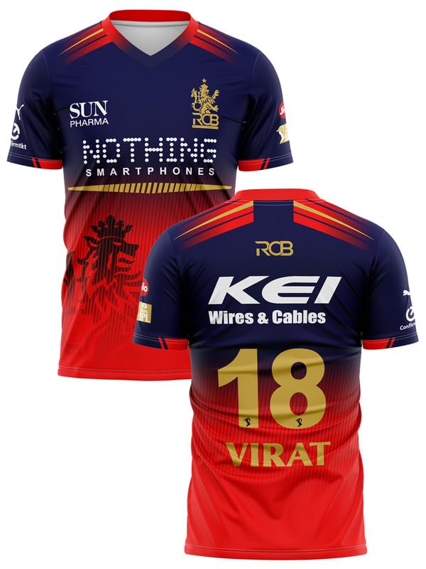 RockinRetailz New VIRAT KOHLI 18 RCCBB Cricket Jersey 2026 Half Sleeve Red
