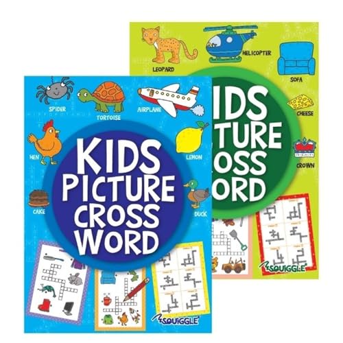 Sixstore Juego de 2 libros de crucigramas, libro de crucigramas para niños, tamaño 27 x 20 cm, para mayores de 7 años, suministro de 2 libros