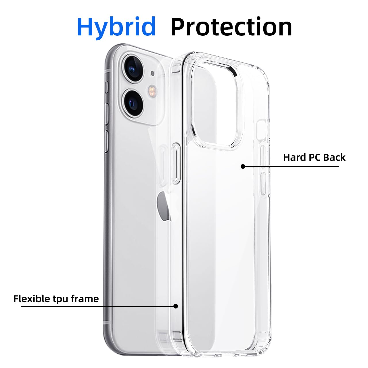 tigratigro Cover per iPhone 11 6.1 Pollici, Anti Ingiallimento,Custodia con Assorbimento degli Urti e Anti-Graffio,Struttura Protettiva Antiscivolo, Classico Stile Cover Trasparente