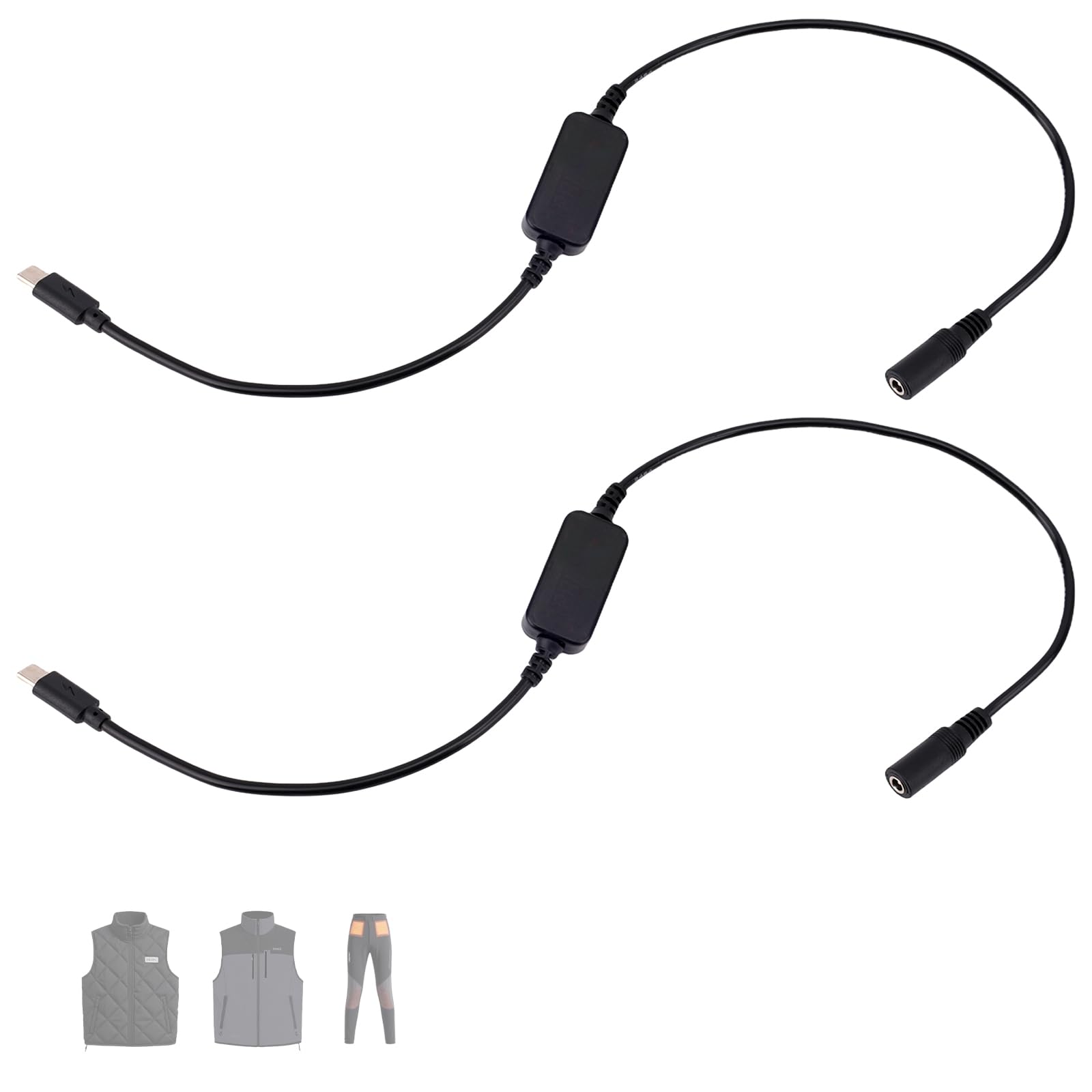 1pcs 9v heated jacket battery booster adapter, step-up converter type c to dc 4mm charger cable for 7.4v & 8.4v heated jackets vests hoodies (not compatible with 12v gear)