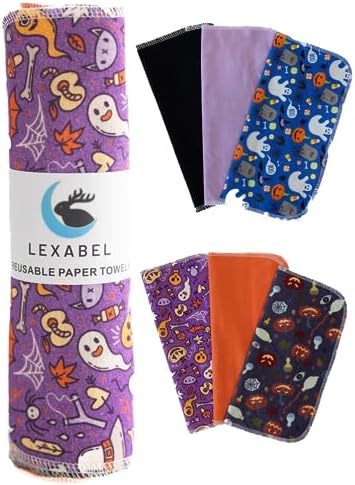 Toallas de papel reutilizables lavables - Paquete de 12 toallas de cocina de Halloween 100% algodón, decoraciones de Halloween, toallas