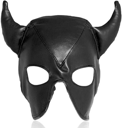 Maschera In Pelle PU Con Corno - Copertura Completa Per Halloween, Cosplay E Feste - Foto 7